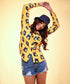 Oversized chiffon yellow printed shirt
